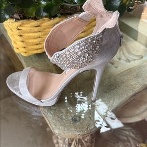 Nina Silver Embellished Heels